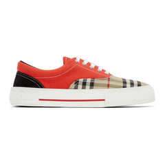 Ladies - Red and beige check sneakers