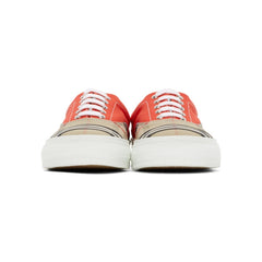 Ladies - Red and beige check sneakers