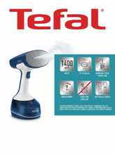 TEFAL Access Steam Easy Handheld Steamer, 1400 W, Steam Output Up to 25 g/Min., Rapid 15-Second Heat-Up, Sanitizing, Light, Door Hook, DT7130G0 500 ml DT7130G0 White & blue