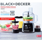 Kitchen Robot Deluxe - 400W FP with Blender + Mincer + Grinder (Black Color)