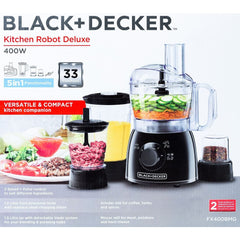 Kitchen Robot Deluxe - 400W FP with Blender + Mincer + Grinder (Black Color)