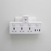 Wall mounted multi-socket | UK | USB and PD Type C socket | 3 Universal sockets | 2500W