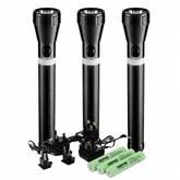 Geepas GFL4622N Rechargeable LED Flashlight Set - Pack of 3, 2000M Long Range, 5000mAh Battery, Aircraft Grade Aluminium
