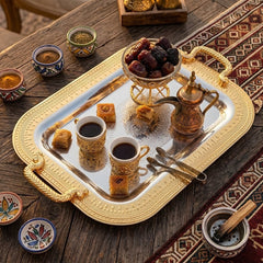 صينية تقديم ذهبية وفضية | 46x35 سم