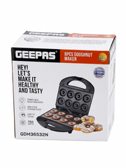 Geepas Donut Maker GDM36532 | 8 Pcs Capacity | 650–780W Power| Non-Stick Plates| Cool-Touch Housing | Compact Upright Storage| Skid-Resistant Feet | 2 Years Warranty