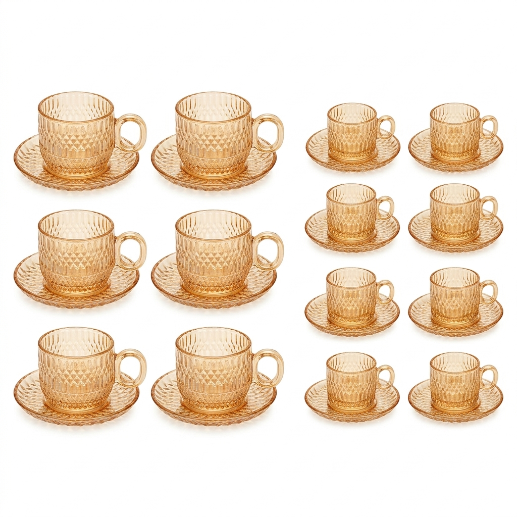 Cup and Saucer set 24Pcs - Amber