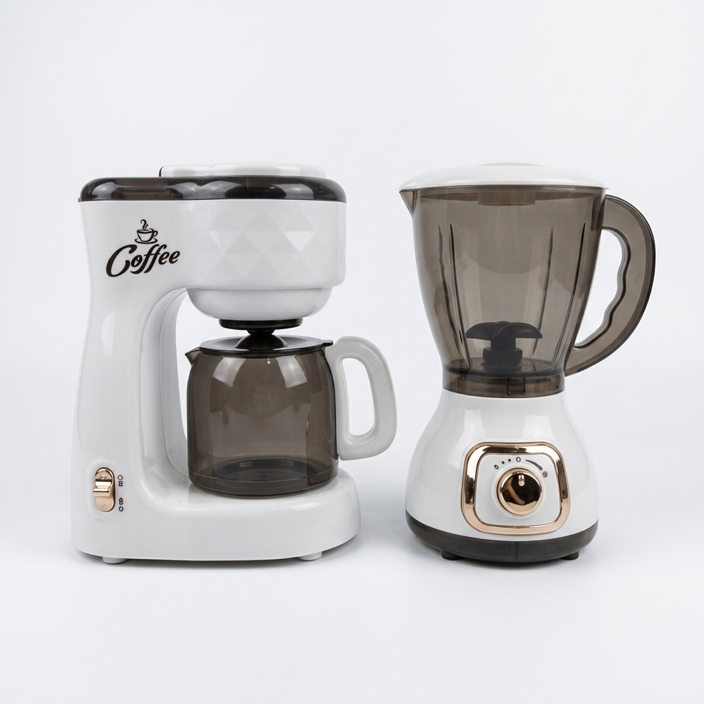 Kids’ Kitchen Series Play Set – Realistic Toy Coffee Maker & Blender with Sound and Light Features