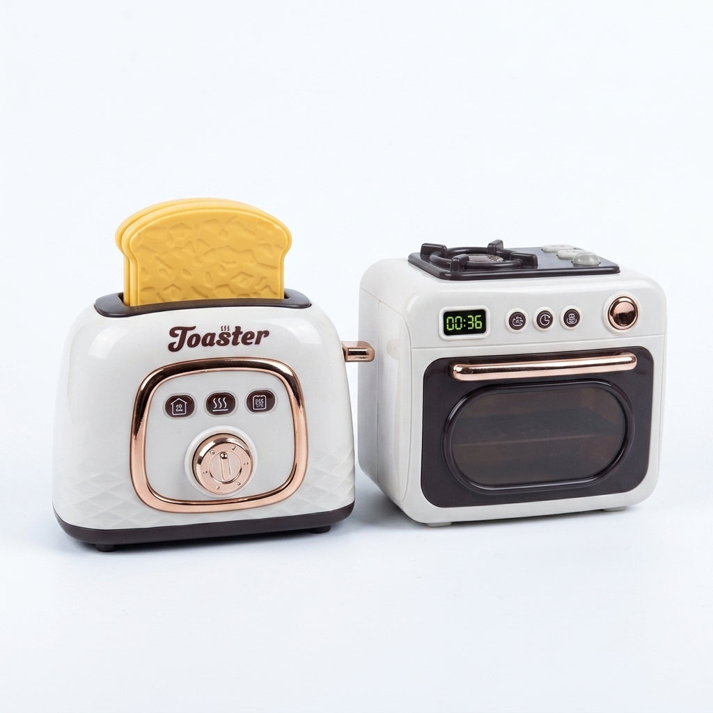 Kitchen Series Play Set – Realistic Toy Toaster & Mini Oven with Light and Sound