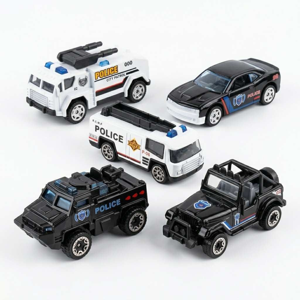 5-Piece Die-Cast Police & Rescue Vehicle Play Set – City Patrol Collection